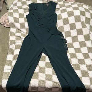 Connected Apparel Teal Ruffle Jumpsuit